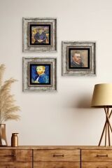 Van Gogh 3 lü Set Çerçeveli Taş Tablo 20 cm
