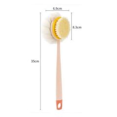 BUFFER®  2'si 1 Arada Çift Taraflı Uzun Saplı Fırçalı Banyo Vücut Sırt Fırçası Banyo Lifi