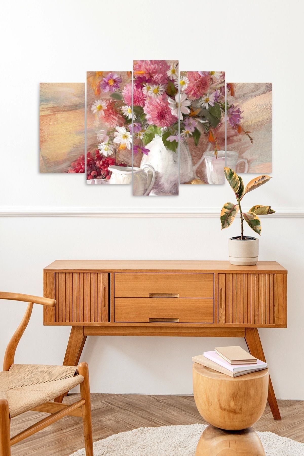 Çiçekler 5 Parçalı Mdf Tablo 60 x 100