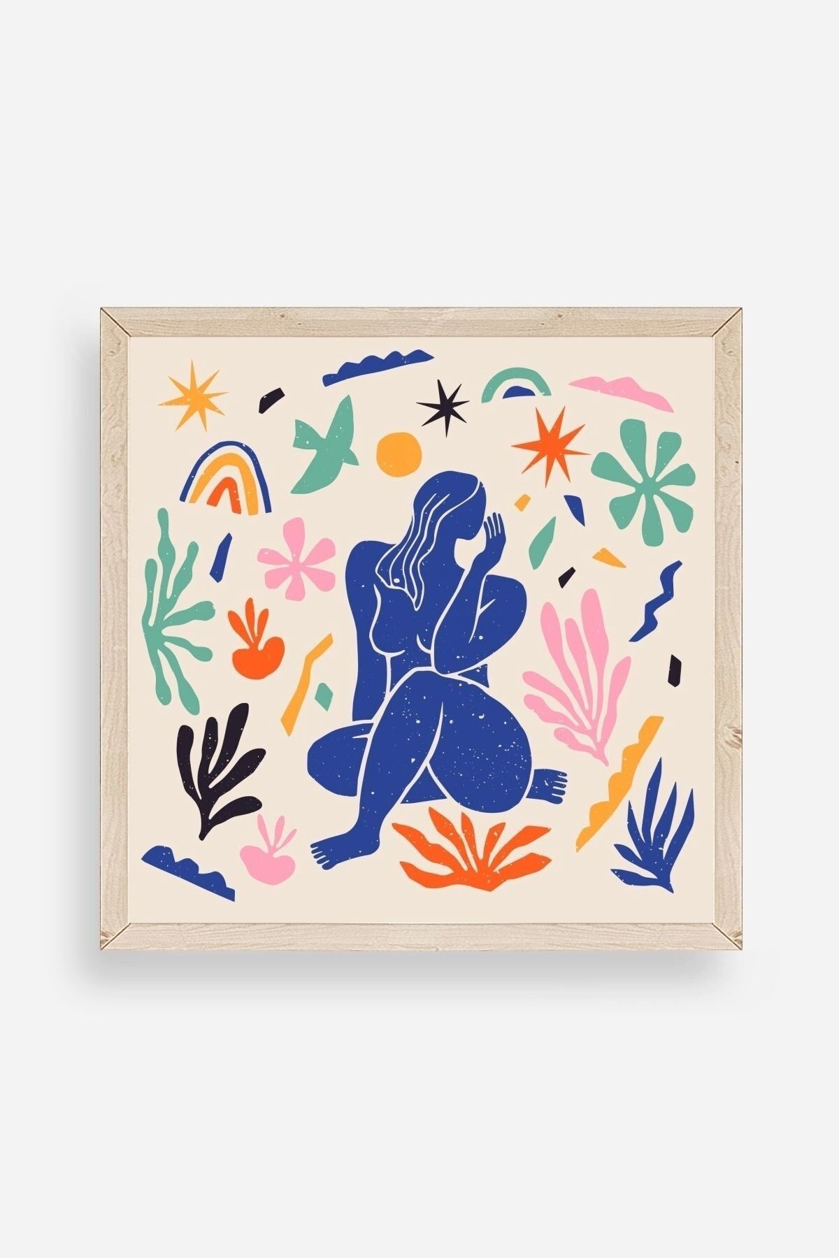 Kadın Ahşap Çerçeveli Tablo 50 x 50