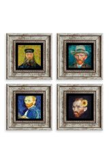 Van Gogh 4 lü Set Çerçeveli Taş Tablo 20 cm
