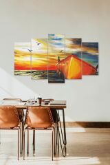 Deniz Manzarası 5 Parçalı Mdf Tablo 60 x 100