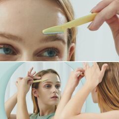 BUFFER® 3’lü Kadın Kaş Usturası Seti – Hassas Ciltler İçin Güvenli Yüz Tüy Temizleme Bıçağı