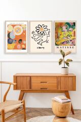 Ünlü Tablolar Üçlü Ahşap Çerçeveli Tablo 50 x 70