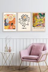 Ünlü Tablolar Üçlü Ahşap Çerçeveli Tablo 30 x 40