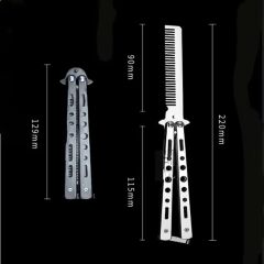 BUFFER® Gri Katlanabilir Paslanmaz Çelik Kelebek Bıçak Tarak Sakal Bıyık Fırçası Profesyonel Saç Kesimi İçin Tarak