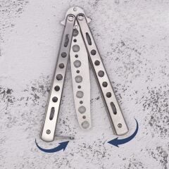 BUFFER® Gri Katlanabilir Paslanmaz Çelik Kelebek Bıçak Tarak Sakal Bıyık Fırçası Profesyonel Saç Kesimi İçin Tarak