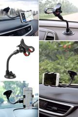 BUFFER® Akrobat Cama Sabitlenen Güçlü Vakumlu 360 Derece Dönen Tüm Modellere Uyan Oto Telefon Tutucu