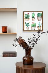 Kaktüs Ahşap Çerçeveli Tablo 23 x 23
