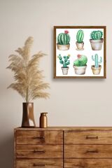 Kaktüs Ahşap Çerçeveli Tablo 23 x 23