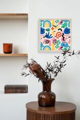 Soyut Ahşap Çerçeveli Tablo 50 x 50