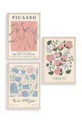 Ünlü Tablolar Üçlü Ahşap Çerçeveli Tablo 30 x 40