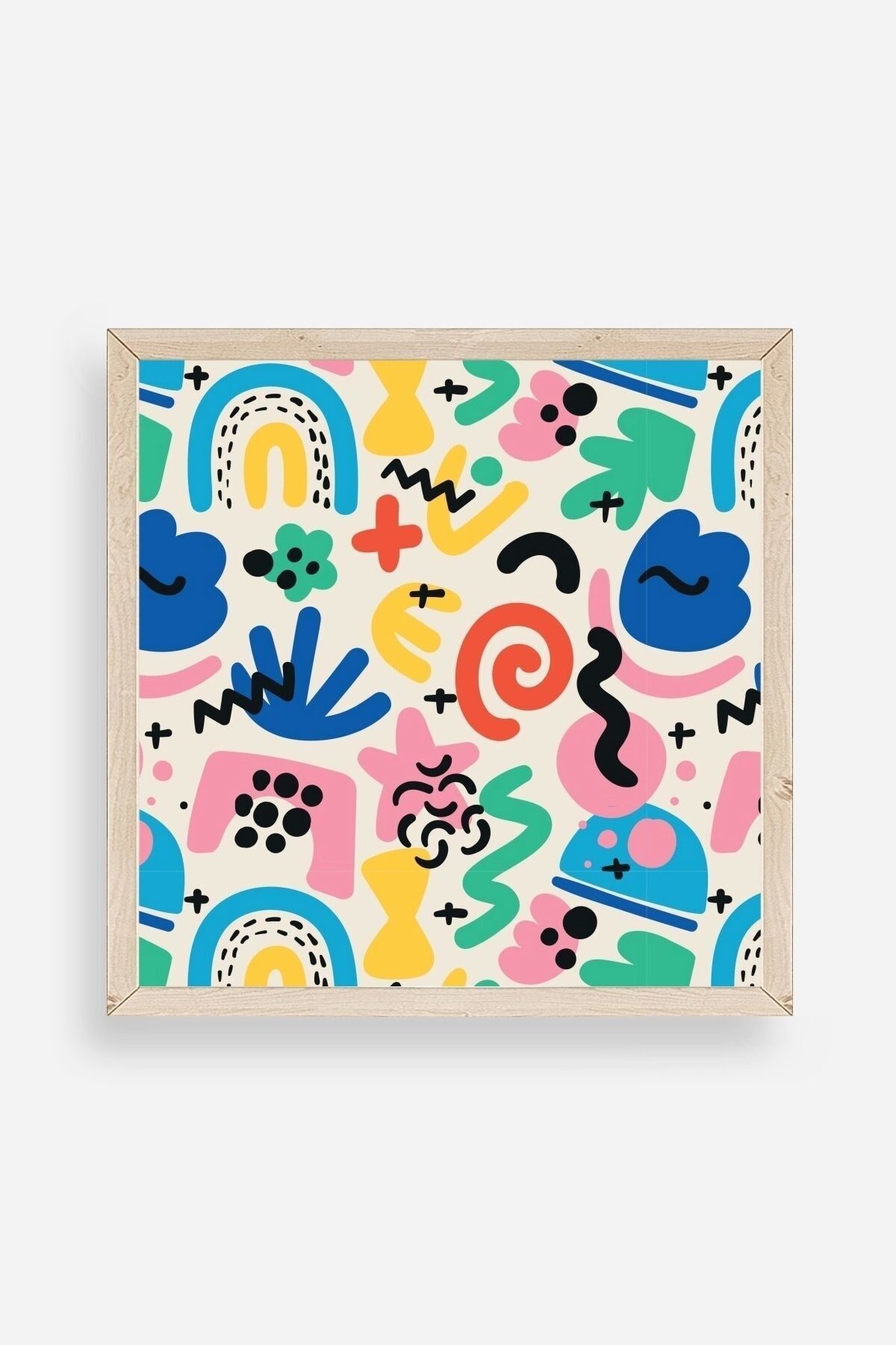 Soyut Ahşap Çerçeveli Tablo 50 x 50