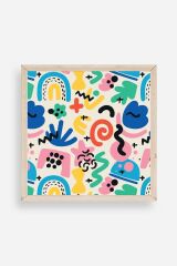 Soyut Ahşap Çerçeveli Tablo 50 x 50