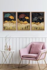 Manzara Üçlü Ahşap Çerçeveli Tablo 17 x 23