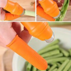 BUFFER® 5 Parça Pratik Parmak Koruyucu 1 Parça Baş Parmak Bıçaklı Eldiven Sebze Meyve Soyucu Kesme Ayıklayıcı Silikon Set