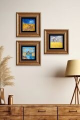 Kasaba 3 lü Set Çerçeveli Taş Tablo 20 cm