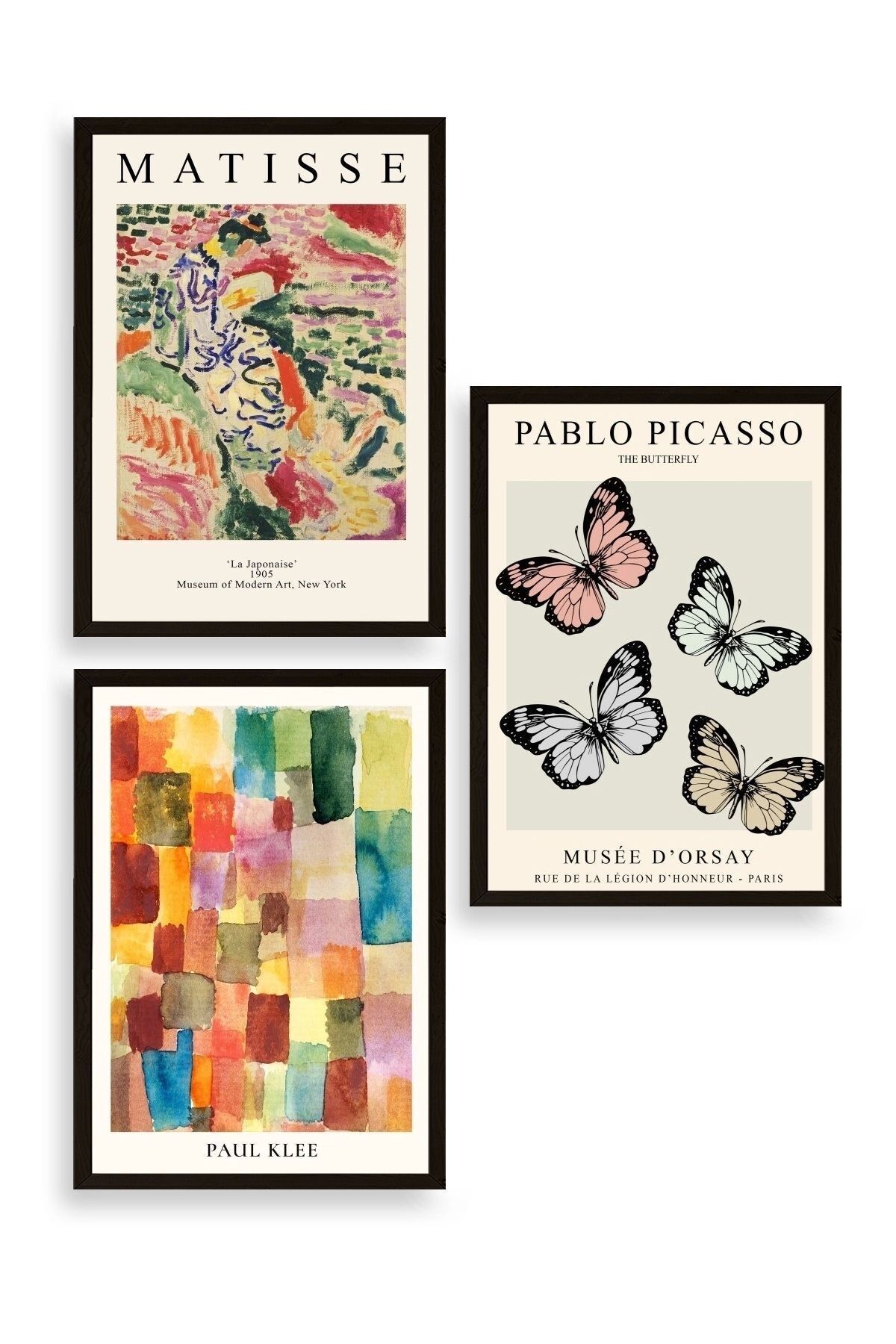 Matisse Üçlü Ahşap Çerçeveli Tablo 40 x 60