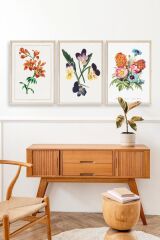 Çiçek Üçlü Ahşap Çerçeveli Tablo 30 x 40