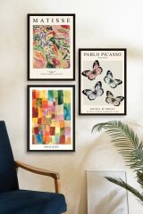 Matisse Üçlü Ahşap Çerçeveli Tablo 30 x 40