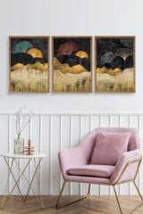 Manzara Üçlü Ahşap Çerçeveli Tablo 30 x 42