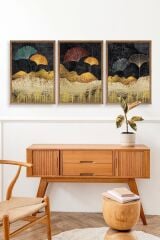 Manzara Üçlü Ahşap Çerçeveli Tablo 30 x 42