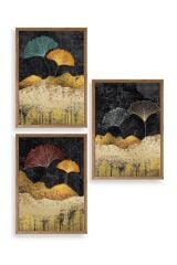 Manzara Üçlü Ahşap Çerçeveli Tablo 30 x 42