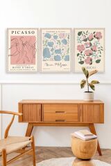 Ünlü Tablolar Üçlü Ahşap Çerçeveli Tablo 50 x 70