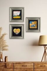 Van Gogh 3 lü Set Çerçeveli Taş Tablo 20 cm