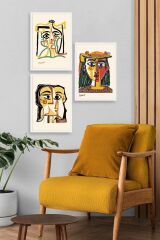 Picasso Üçlü Ahşap Çerçeveli Tablo 40 x 60