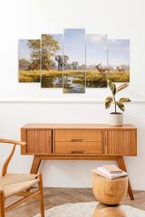 Filler ve Geyikler 5 Parçalı Mdf Tablo 60 x 100