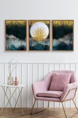Manzara Üçlü Ahşap Çerçeveli Tablo 30 x 42