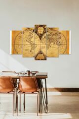 Haritalar 5 Parçalı Mdf Tablo 60 x 100