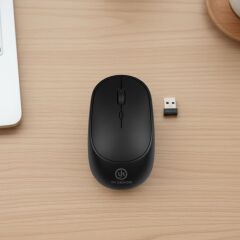 BUFFER® Siyah Renkli Ergonomik Sessiz Kablosuz Mouse – USB Alıcılı, Ofis ve Oyun İçin Konforlu Bilgisayar Faresi MS6310