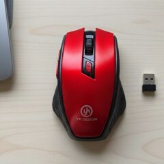 BUFFER® Kırmızı Renkli Baş Parmak Destekli Ergonomik Sessiz Kablosuz Mouse – USB Alıcılı, Ofis ve Oyun İçin Konforlu Bilgisayar Faresi MS6300