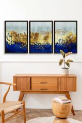 Soyut Üçlü Ahşap Çerçeveli Tablo 40 x 60