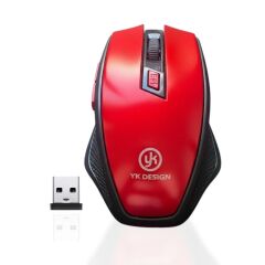 BUFFER® Kırmızı Renkli Baş Parmak Destekli Ergonomik Sessiz Kablosuz Mouse – USB Alıcılı, Ofis ve Oyun İçin Konforlu Bilgisayar Faresi MS6300
