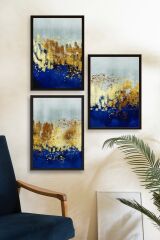 Soyut Üçlü Ahşap Çerçeveli Tablo 40 x 60