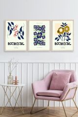 Botanik Üçlü Ahşap Çerçeveli Tablo 50 x 70