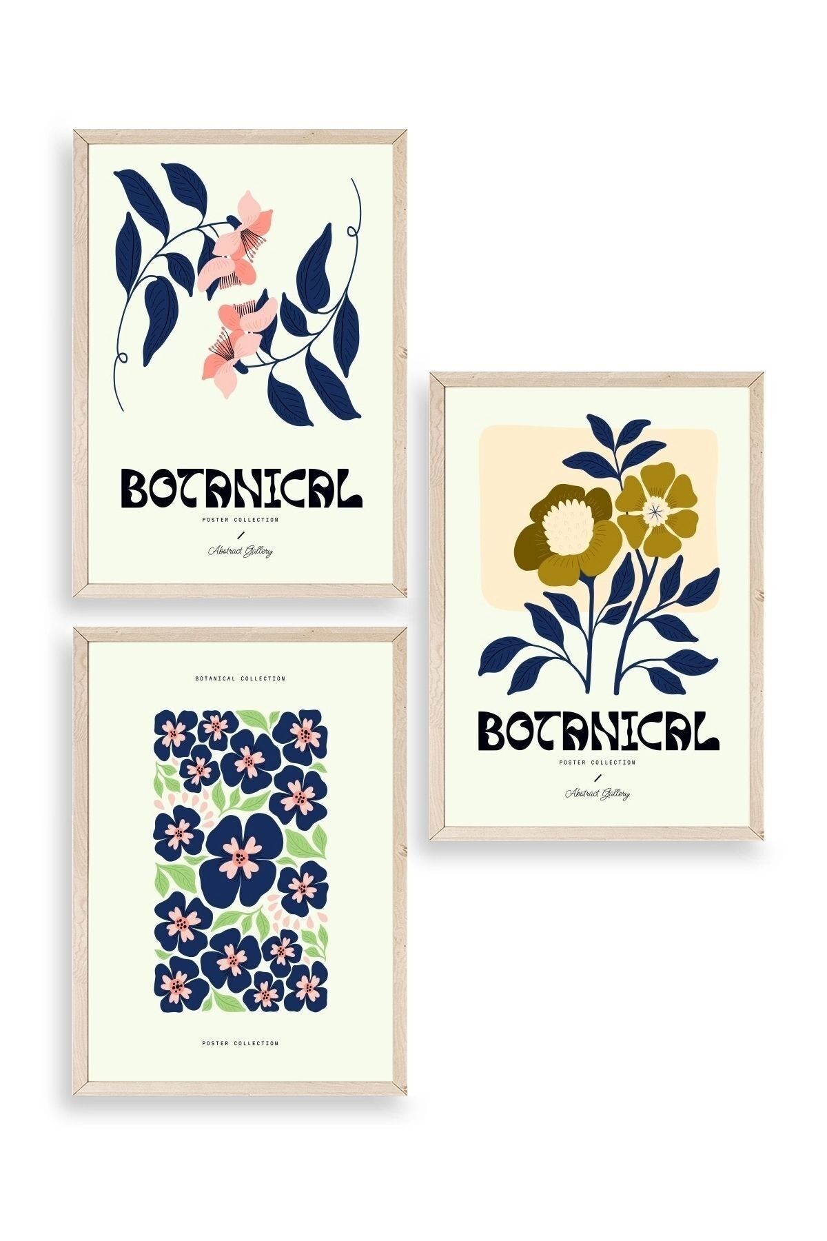 Botanik Üçlü Ahşap Çerçeveli Tablo 30 x 40