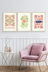 Botanik Üçlü Ahşap Çerçeveli Tablo 40 x 60