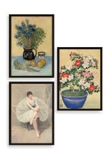 Ünlü Tablolar Üçlü Ahşap Çerçeveli Tablo 30 x 40