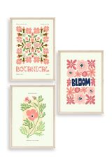 Botanik Üçlü Ahşap Çerçeveli Tablo 23 x 30