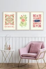 Botanik Üçlü Ahşap Çerçeveli Tablo 23 x 30