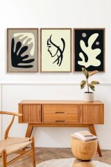 Soyut Üçlü Ahşap Çerçeveli Tablo 40 x 60