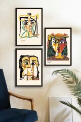 Picasso Üçlü Ahşap Çerçeveli Tablo 50 x 70