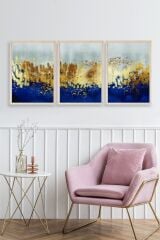 Soyut Üçlü Ahşap Çerçeveli Tablo 40 x 60