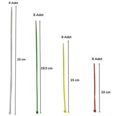 BUFFER® 30 Parça Plastik Kablo Kelepçe Seti Kablo Düzenleyici Bağlama Bantları