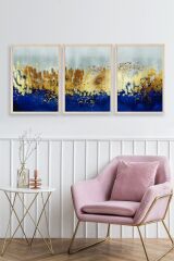 Soyut Üçlü Ahşap Çerçeveli Tablo 23 x 30