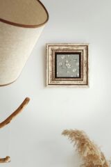 Çiçek Desenli Çerçeveli Taş Tablo , Çerçeveli Taş Duvar Dekoru-enkcrcvtbl-00183 20 cm